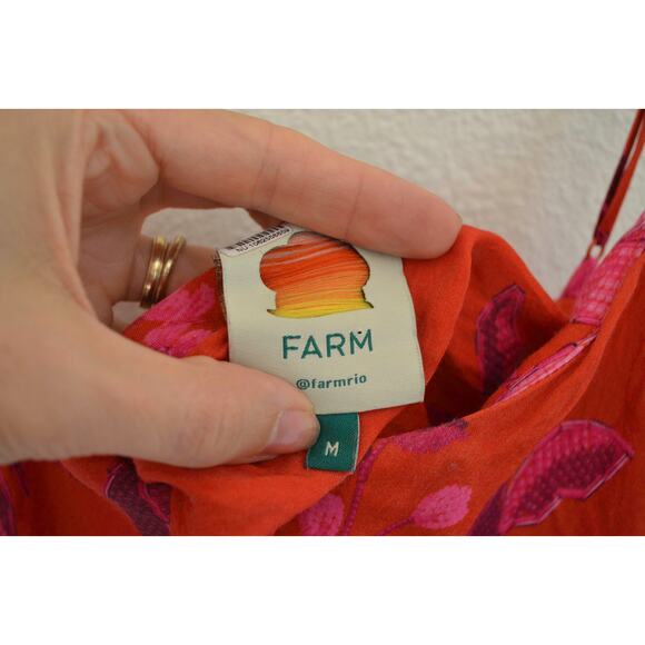 Farm Rio Summer Fruit Satin Maxi Slip Dress Size Medium - Picture 3 of 5